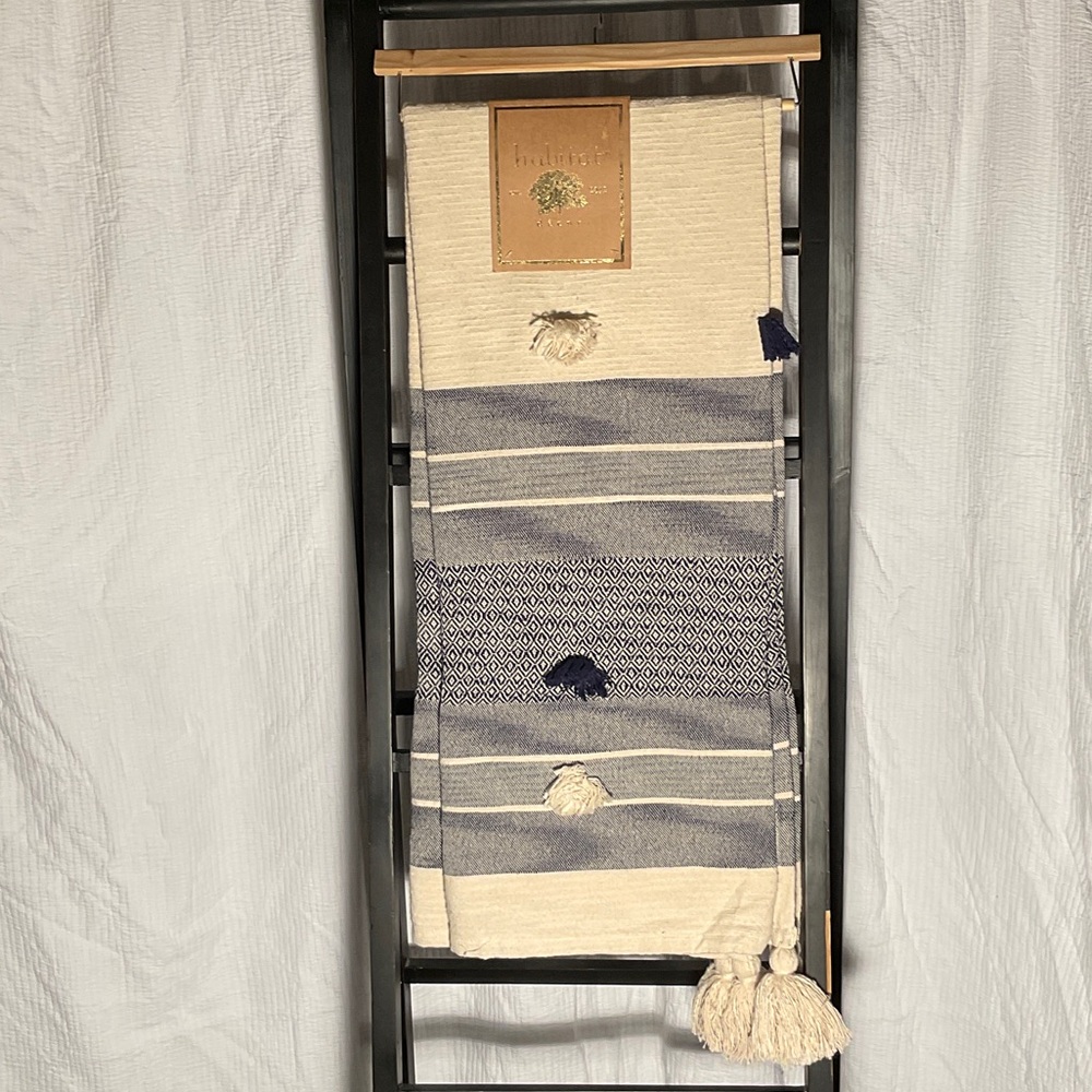 Habitat Cream and Navy Decorative Throw